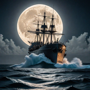 Ironclad warship sinks in the Caribbean under full moon - H10.png