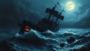 Ironclad warship sinks in the Caribbean under full moon - FS.jpg