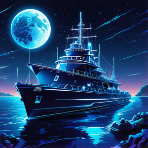 Ironclad warship sinks in the Caribbean under full moon - H17.png