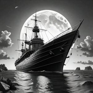 Ironclad warship sinks in the Caribbean under full moon - H23.png