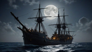 Ironclad warship sinks in the Caribbean under full moon - MXL.jpg