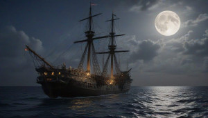 Ironclad warship sinks in the Caribbean under full moon - J9.jpg