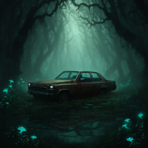 A futuristic truck half-submerged in a murky swamp - F24В.jpg