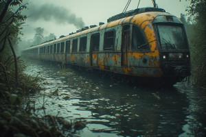 A futuristic train half-submerged in a murky swamp - P4.jpg
