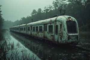 A futuristic train half-submerged in a murky swamp - P5.jpg