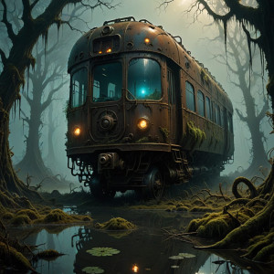 A futuristic train half-submerged in a murky swamp - FS.jpg