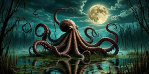 Giant kraken in apocaptic swamp under full moon - S.jpg