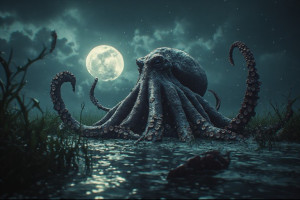 Giant kraken in apocaptic swamp under full moon - P3.jpg