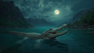 Giant crocodile in Norwegian fjord under full moon - L.jpg