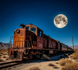 Train wreck in California desert under full moon - S.jpg