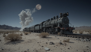 Train wreck in California desert under full moon -  PL.png