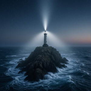 A solitary lighthouse stands on a rocky outcrop - F24B.jpg