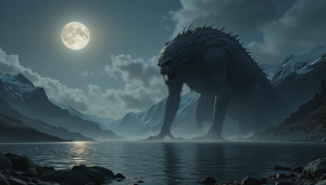 Giant cryptid in Norwegian fjord under full moon - PL.png