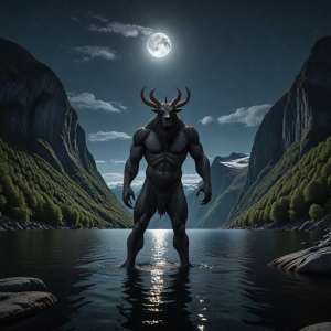 Giant cryptid in Norwegian fjord under full moon - Н1.png
