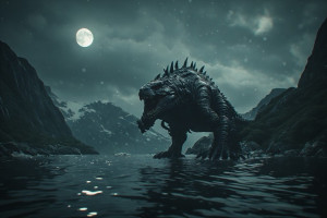 Giant cryptid in Norwegian fjord under full moon - Р1.jpg