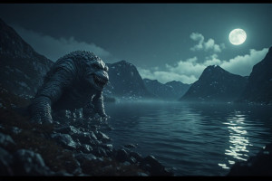 Giant cryptid in Norwegian fjord under full moon - Р2.jpg