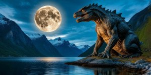 Giant cryptid in Norwegian fjord under full moon - Ш.jpg