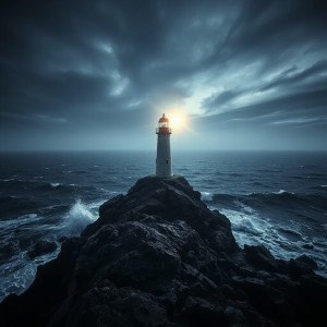 A solitary lighthouse stands on a rocky outcrop - JFL.jpg