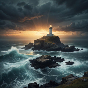 A solitary lighthouse stands on a rocky outcrop - AXL.jpg