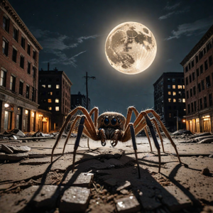 Colossal spider in abandoned metropolis under full moon - H1.png