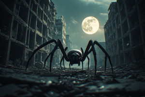 Colossal spider in abandoned metropolis under full moon - P1.jpg