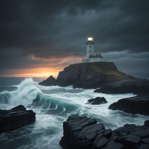 A solitary lighthouse stands on a rocky outcrop - MXL.jpg