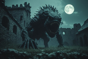 Monstrous cryptid in abandoned metropolis under full moon - P1.jpg