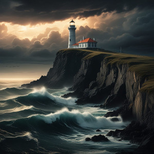 A solitary lighthouse stands on a rocky outcrop - FXL.jpg