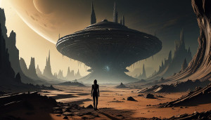 A solitary woman gazing up at a derelict spaceship - FXL.jpg
