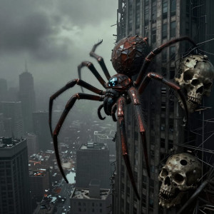 A lone, colossal spider over skyscraper - Z1.jpg