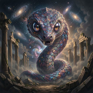 A colossal sea serpent, scales shimmering with nebulae patterns.jpg