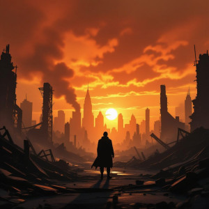 A lone figure surveys the ruins of metropolis - Н11.jpg