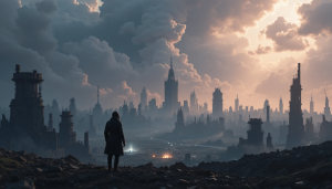 A lone figure surveys the ruins of metropolis - PL.png