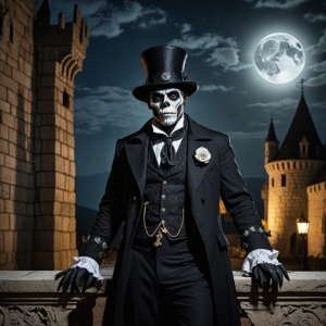 Baron Samedi in haunted medieval castle under full moon - H1.png