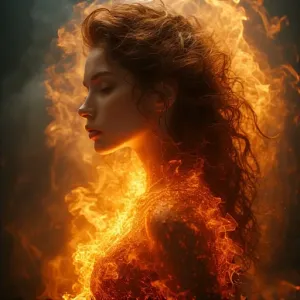 Beautiful woman in fire.webp