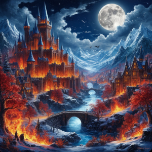 City of fire and ice in fantasy land under full moon - S.png