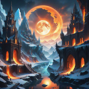 City of fire and ice in fantasy land under full moon - CXL.jpg