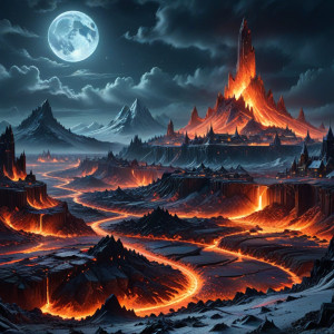 City of fire and ice in fantasy land under full moon - АXL.jpg