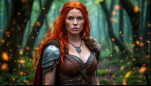 Boudica warrior queen in magical forest - S.jpg