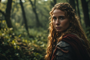 Boudica warrior queen in magical forest - P1.jpg