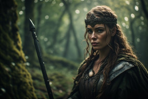 Boudica warrior queen in magical forest - P2.jpg