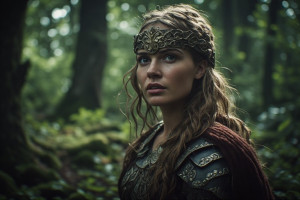 Boudica warrior queen in magical forest - P3.jpg
