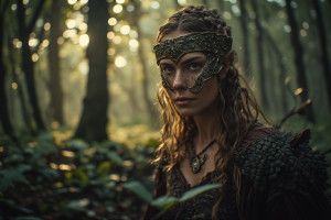 Boudica warrior queen in magical forest - P4.jpg