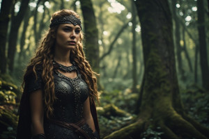 Boudica warrior queen in magical forest - P5.jpg