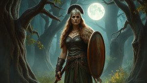 Boudica warrior queen in magical forest - JFL.jpg