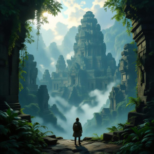 A lone explorer stands on the precipice of ancient city - Н11.jpg