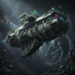 A vast, derelict spaceship adrift in the silent void.jpg