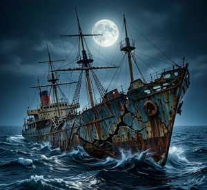 Тонущий корабль в Средиземном море.jpg