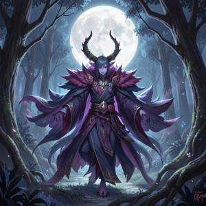 Bakemono apparition in mystical Japanese forest under full moon - F29.jpg