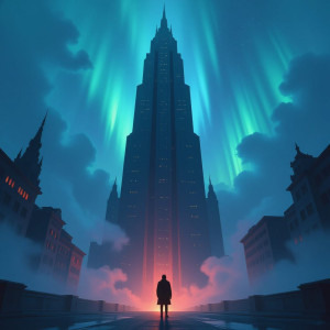 A lone figure stands at the base of skyscraper  - Н11.jpg
